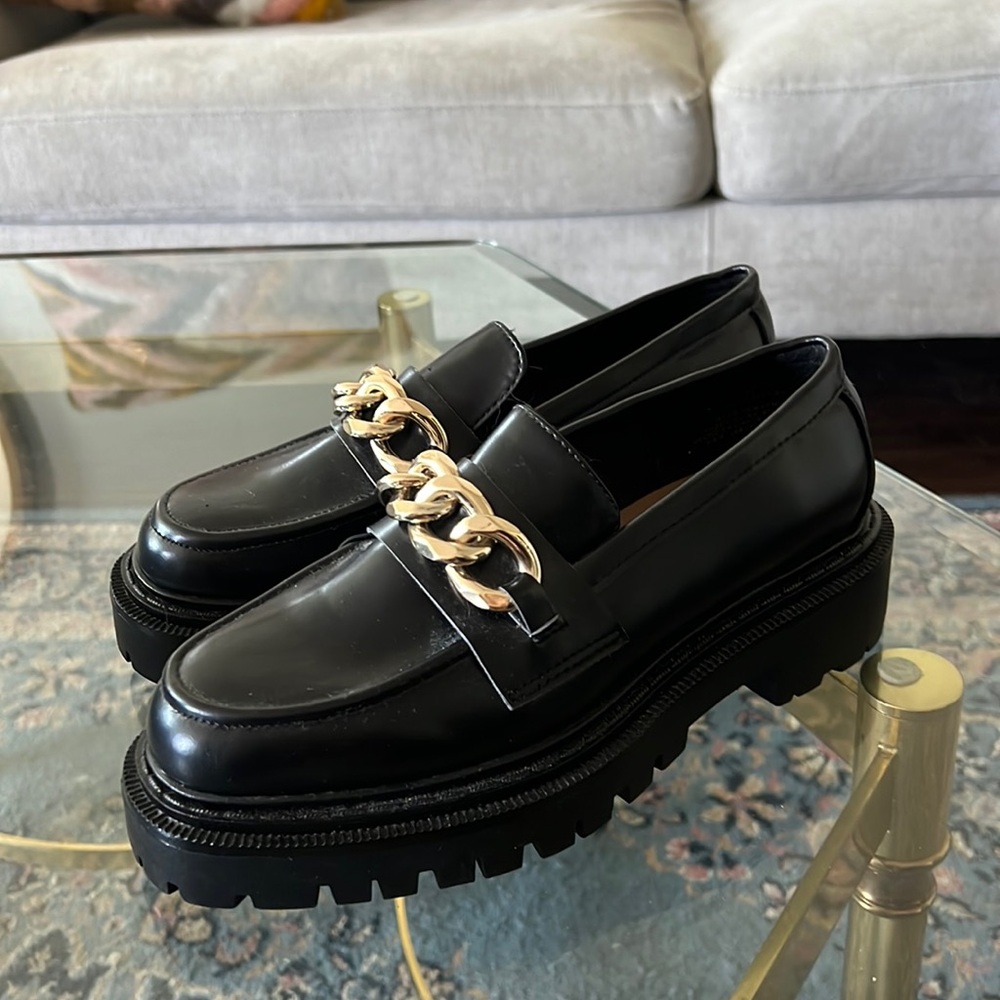 Chunky black loafers